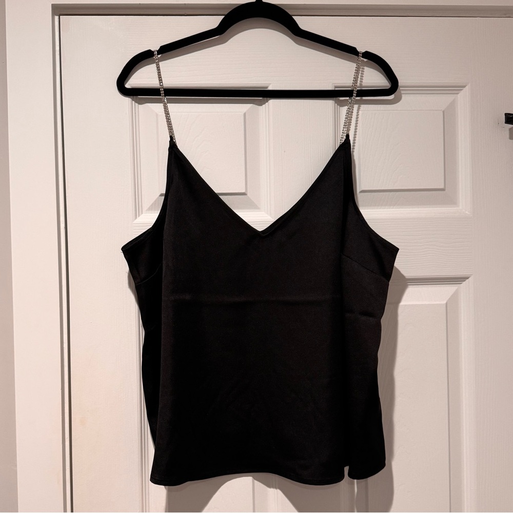 NWT ✅ H&M Black Rhinestone Strap Cami Size XL✨